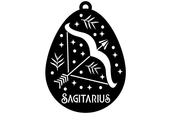 Sagitarius Zodiac Sign Pendant with White Stars and White Lettering