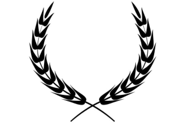 Stylized Black Laurel Wreath with Crossed Stems