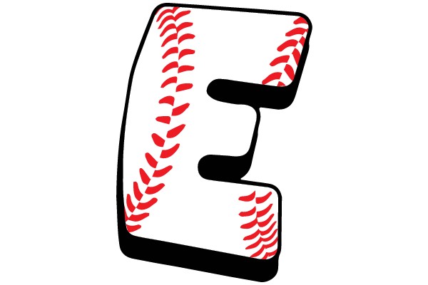 Baseball Stitched Letter 'E' Clip Art