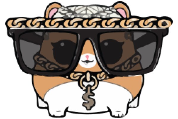A Cute Cartoon of a Dog Wearing Sunglasses and a Crown, with a Gold Chain Necklace