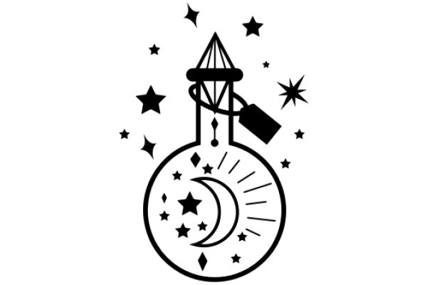 A Night of Stargazing: A Silhouette of a Moon and Stars with a Lighthouse