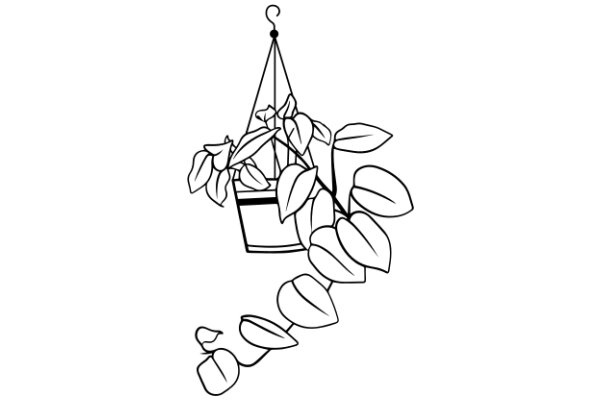 A Whimsical Illustration of a Plant in a Pot with Leaves