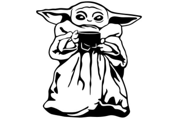 A Star Wars-themed illustration of Yoda, the beloved character from the franchise, holding a cup of coffee.