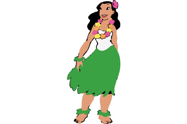 Stylish Hula Dancer in a Colorful Hawaiian Outfit