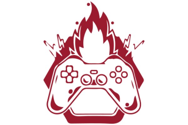 A Red and White Gaming Controller with a Flaming Design
