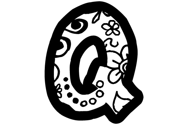 Decorative Monochrome Letter 'Q'
