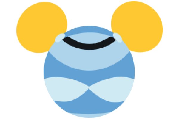 A Playful Blue Character with Yellow Ears and a Black Headband, Set Against a White Background.