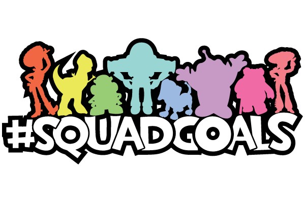 Colorful Cartoon Characters Celebrating #SquadGoals