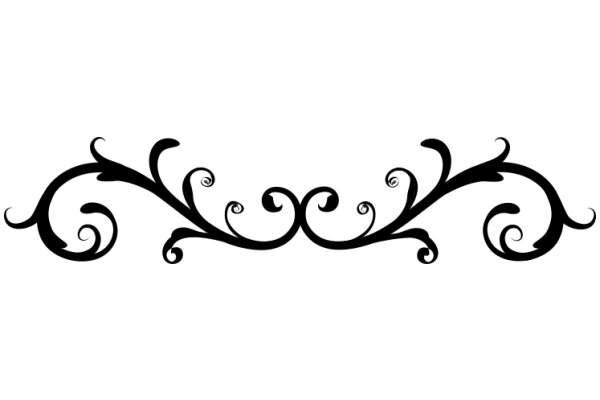 Stylized Black Swirl Design on a White Background
