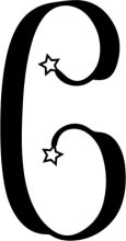 Stylized Letter 'C' with Star Accents on a White Background
