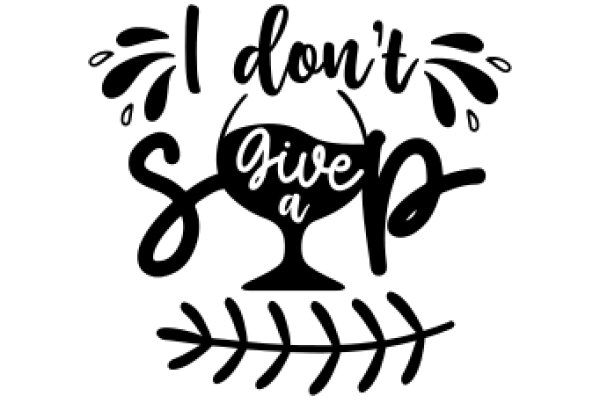A Witty and Humorous Sign: 'I Don't Give a Sip' with a Glass of Wine and a Leafy Branch Design
