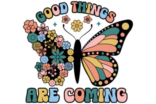 Good Things Are Coming: A Colorful Butterfly with a Flowery Border and a Positive Message
