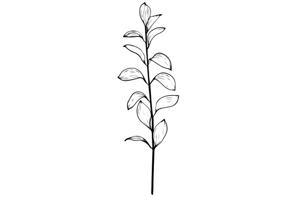 Line Drawing of a Plant with Large Leaves