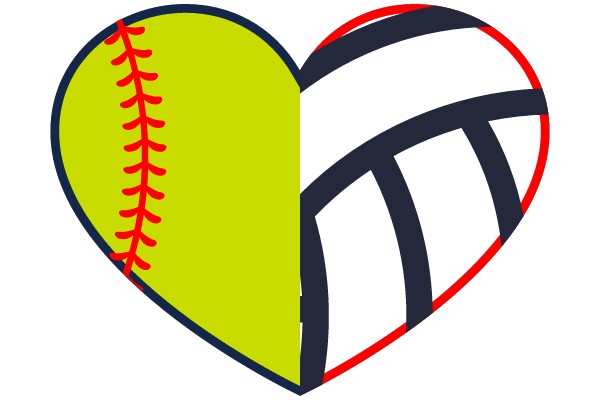 Combining Sports: A Visual Blend of Softball and Volleyball in a Heart Symbol