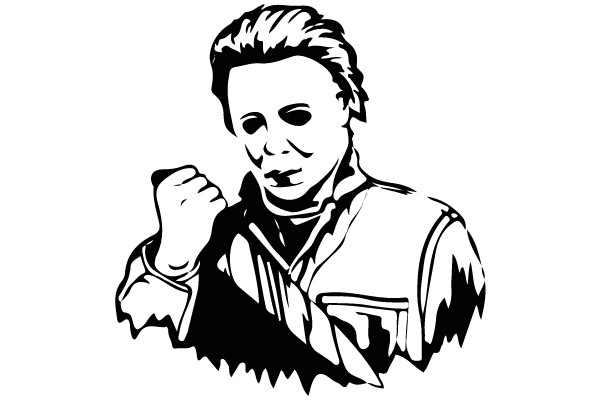 A B&W Sketch of a Person in Traditional Attire