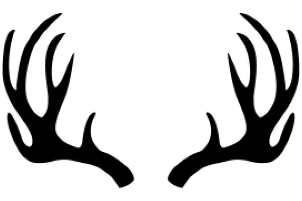 Simplistic Black Deer Antlers on White Background