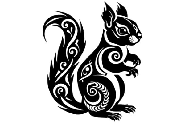Stylized Illustration of a Squirrel with Intricate Designs