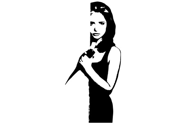 Silhouette of a Woman with a Phone, Emphasizing Her Expression