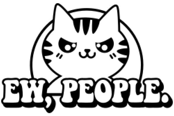 Whimsical Cartoon Cat with a Playful Attitude, Emphasizing the Words 'Ew, People.'