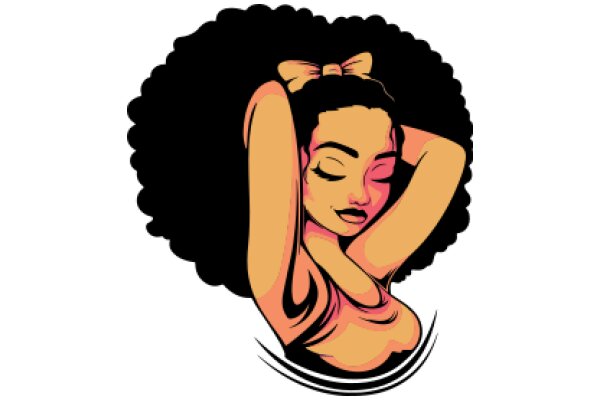 A Stylish Illustration of a Woman with a Bow in Her Hair, Resting Her Head on Her Arm
