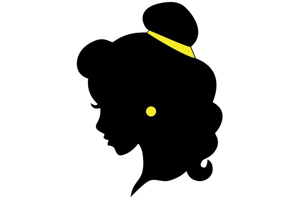 Silhouette of a Woman with a Yellow Ribbon and Earring