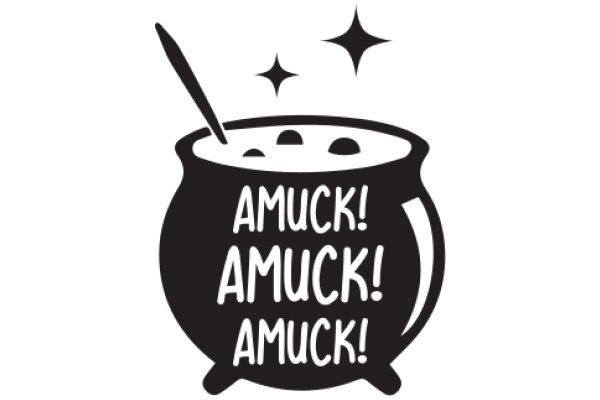 A Whimsical Illustration of a Cauldron with a Spoon, Exclaiming 'Amuck! Amuck!'