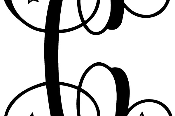 Hand-drawn Letter C with Stars and Flourishes