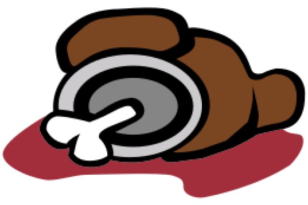 A Playful Scene of a Brown Bear with a Silver Bell and a Red Puddle