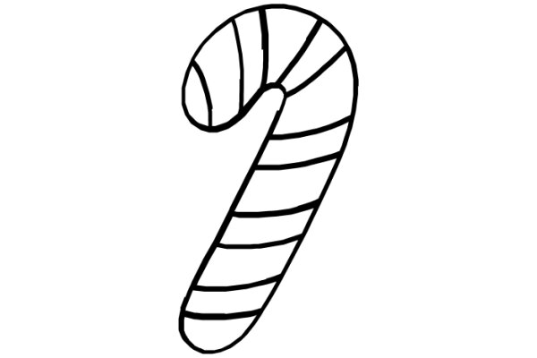 Simplistic Line Drawing of a Candy Cane
