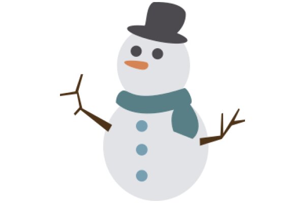 A Friendly Snowman with a Top Hat and Scarf