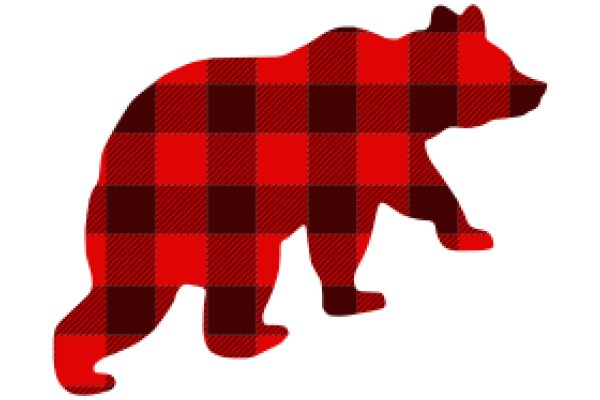 Vintage Red and Black Checkered Bear Silhouette