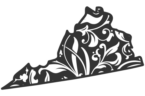 Floral Virginia State Silhouette