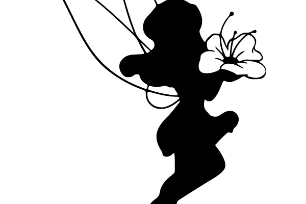 Silhouette of a Fairy with a Flower