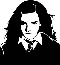 A Silhouette of a Person with Long Hair and a Collar, Set Against a White Background.