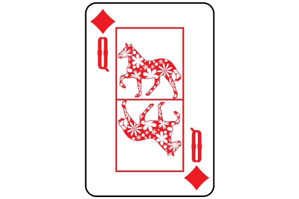 Queen of Diamonds with Floral Horse Design