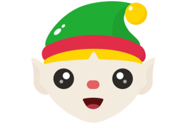 A Cute Cartoon Character with a Festive Green and Red Hat