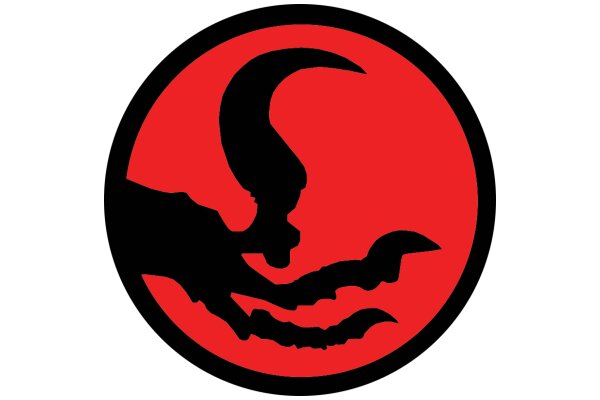 Vivid Red and Black Logo with a Stylized Octopus Design