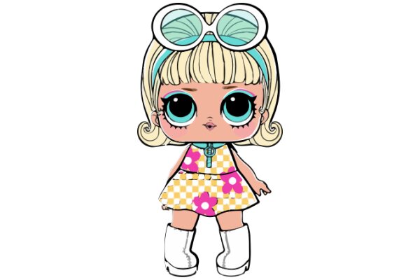Stylish Anime Character with Blue Goggles and Yellow Dress