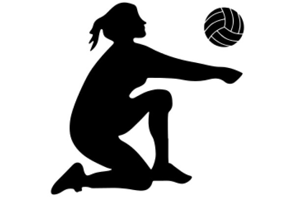 Silhouette of a Volleyball Player and Ball