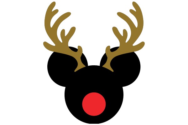 Stylized Reindeer Head with Red Nose