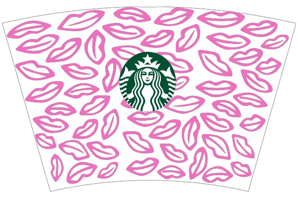 Starbucks Logo Surrounded by Pink Lip Prints