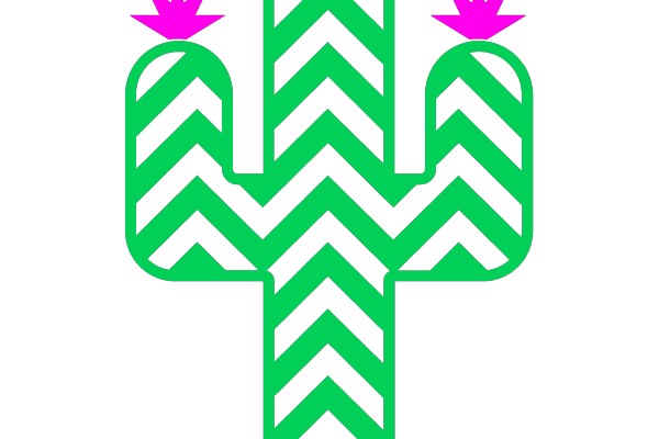 Chevron-Covered Cactus with Pink Crowns