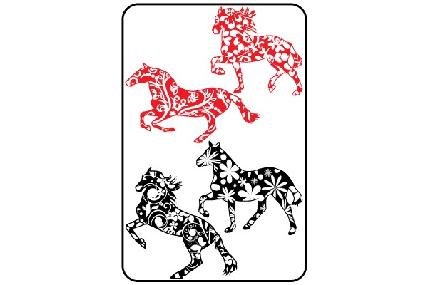 Horses in Motion: Floral and Monochrome Designs