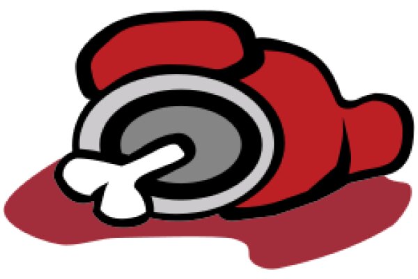 A Playful Cartoon of a Red and Gray Character with a Bone, Resting on a Red Surface.
