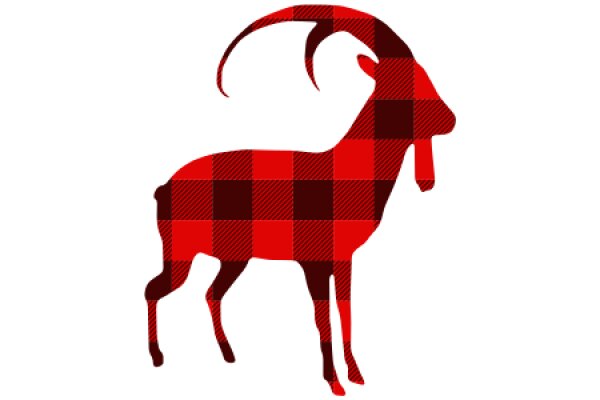 Stylized Red and Black Plaid Goat Icon