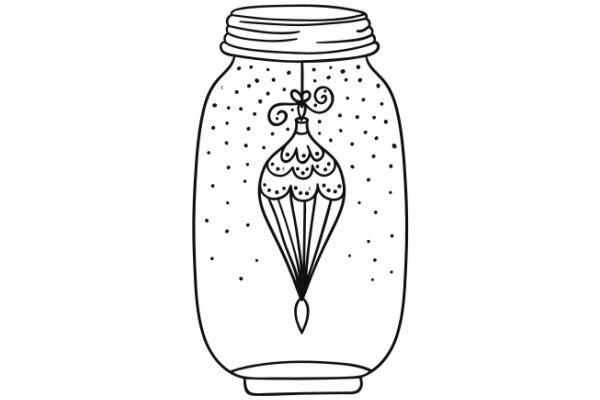 A Whimsical Illustration of a Mason Jar with a Floating Parachute