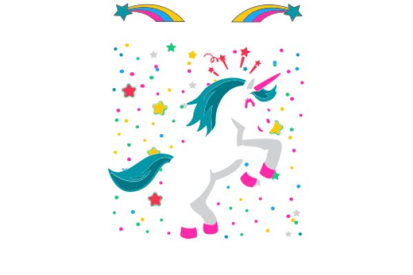 A Whimsical Scene of a Unicorn Amidst a Rainbow and Stars