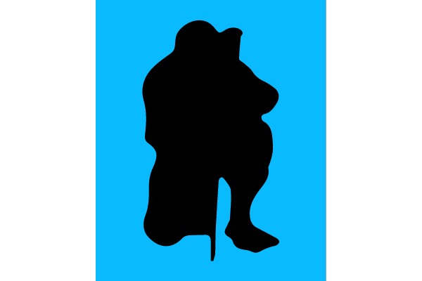Silhouette on Blue Background