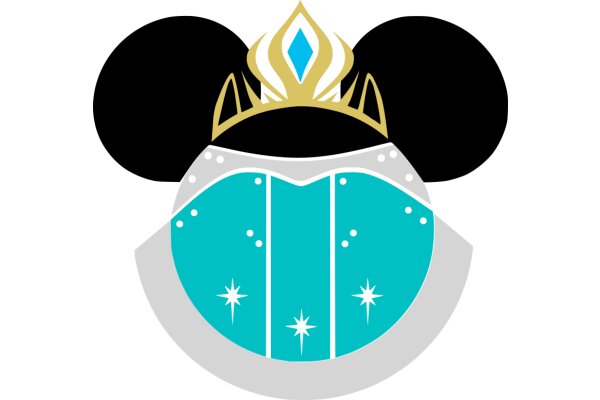 A Stylized Logo of Mickey Mouse's Head with a Crown and a Blue Shield