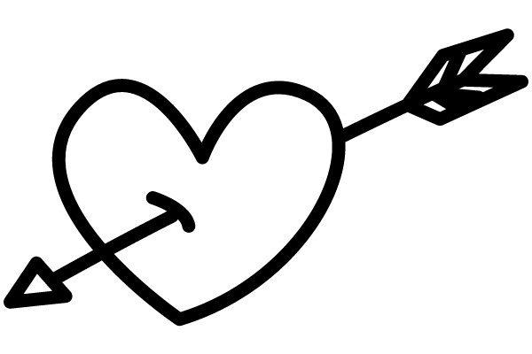 A Simple Line Drawing of a Heart and Arrow